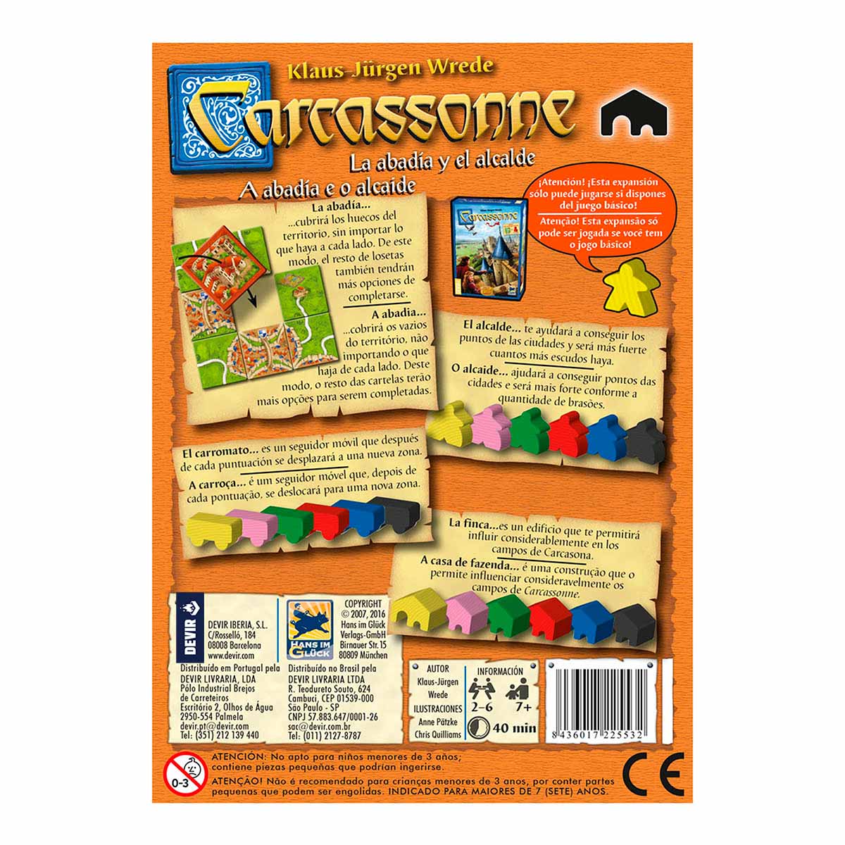 Carcassonne Expansión: La Abadia y el Alcalde - ESPAÑOL, Juego de Mesa, Devir