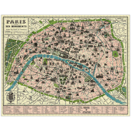 Rompecabezas Vintage Map of Paris