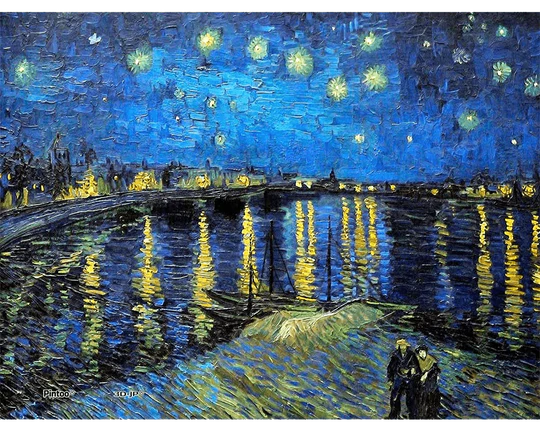 Van Gogh - Noche Estrellada sobre el Ródano: Rompecabezas 150 Piezas Plástico Pintoo